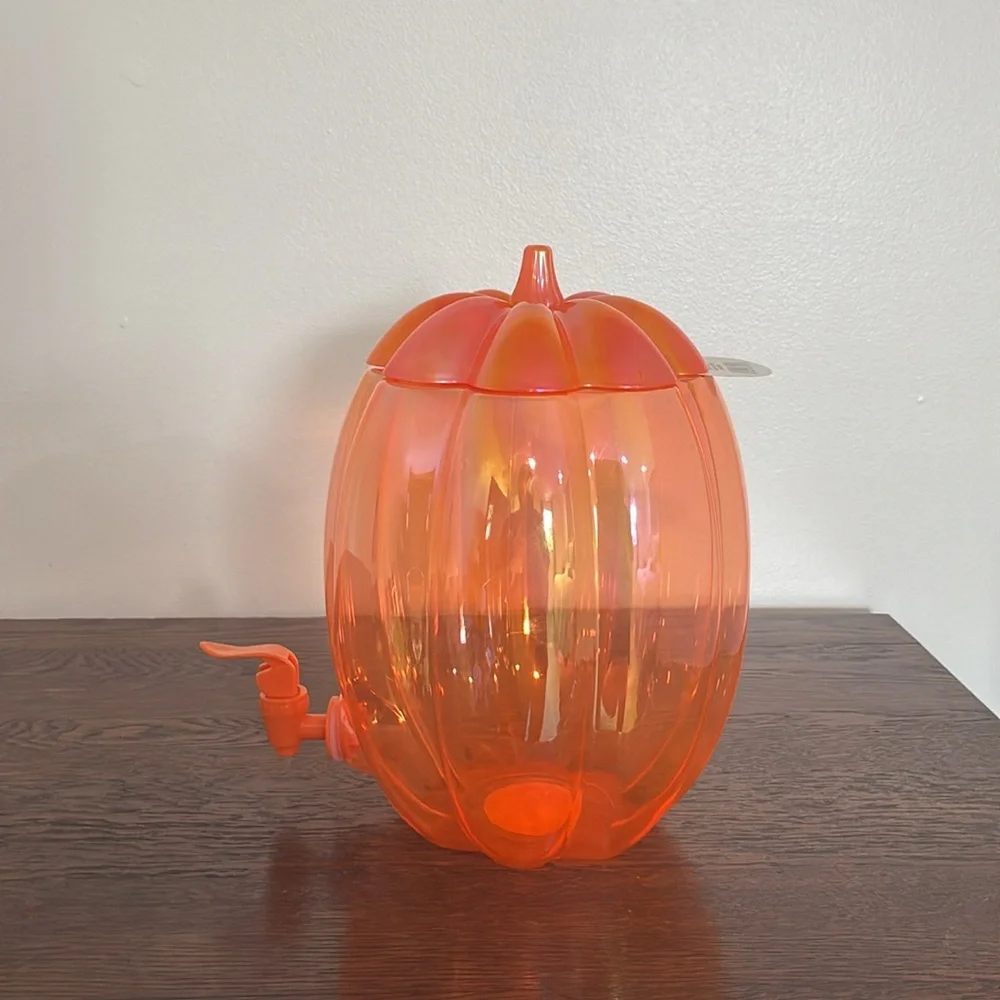 NWT- Iridescent Orange- Fall Pumpkin Shaped Cold Drink Dispenser 196floz